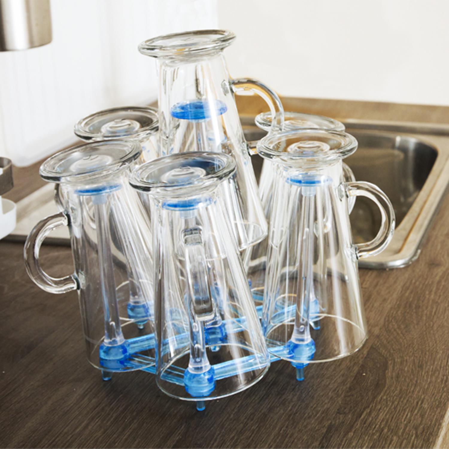 Retractable Cup Drying Rack Adjustable Glass & Mug Drainer Non-Slip Base