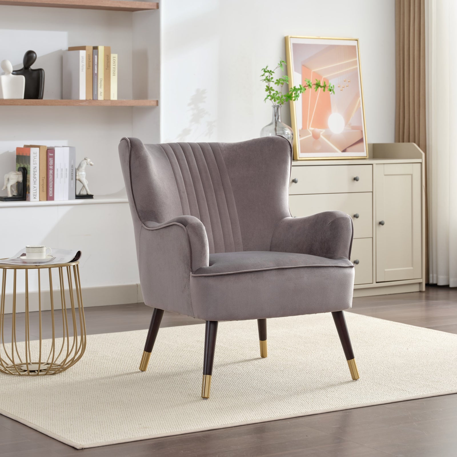 Madison Velvet Fabric Accent Chair | Grey