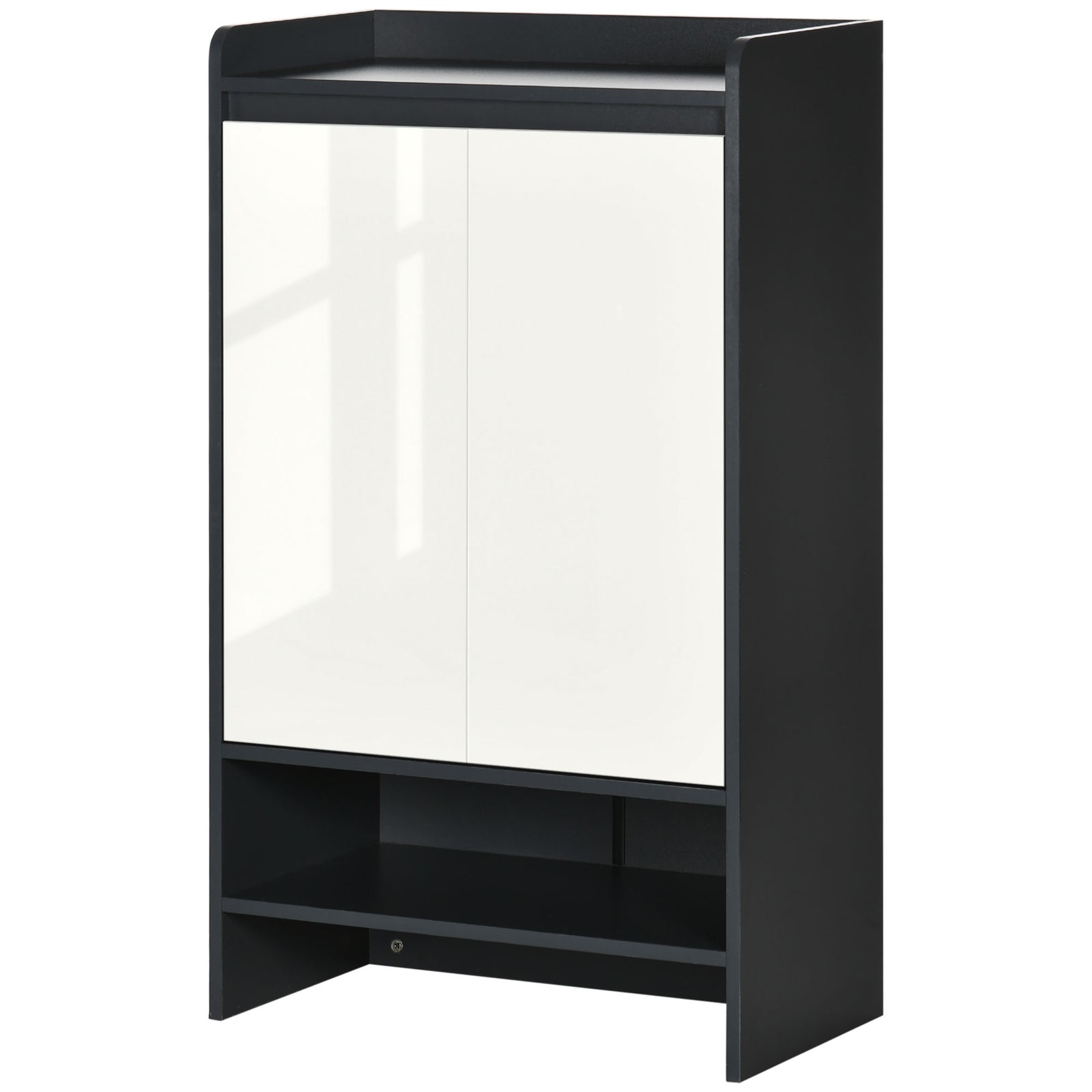 Storage Cabinet With High Gloss White Doors For 15/19 Pairs | Medium