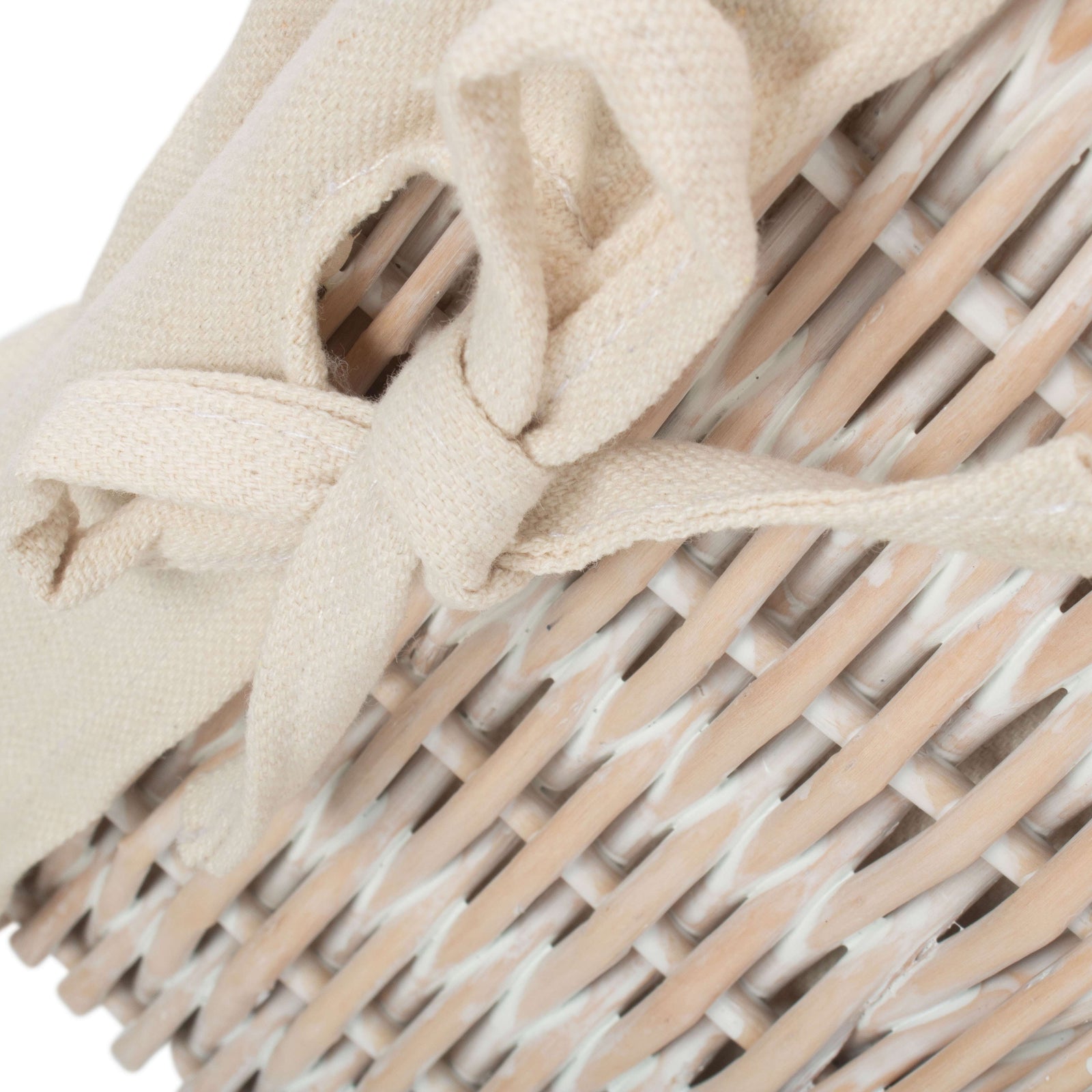 Wicker Set Of 2 White Wash Finish Cotton Lined Willow Tray
