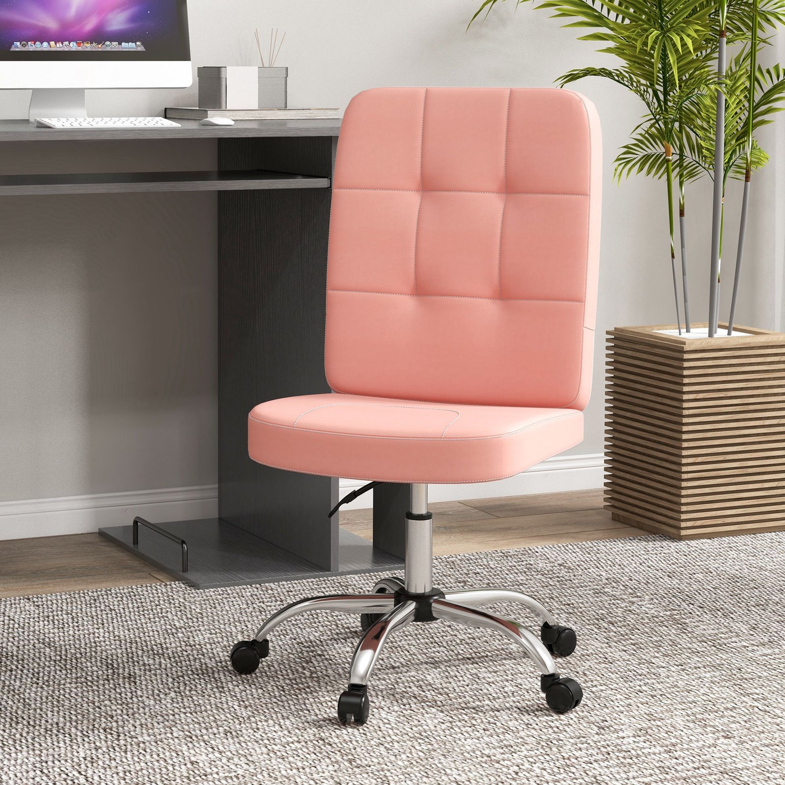 Curved Back Office Chair Adjustable | Pink