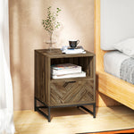 Bedside Table, Sofa Side Table With Drawer For Bedroom, Brown