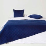 Diamond Quilted Velvet Bed Throw | 150cm x 200cm | Navy Blue