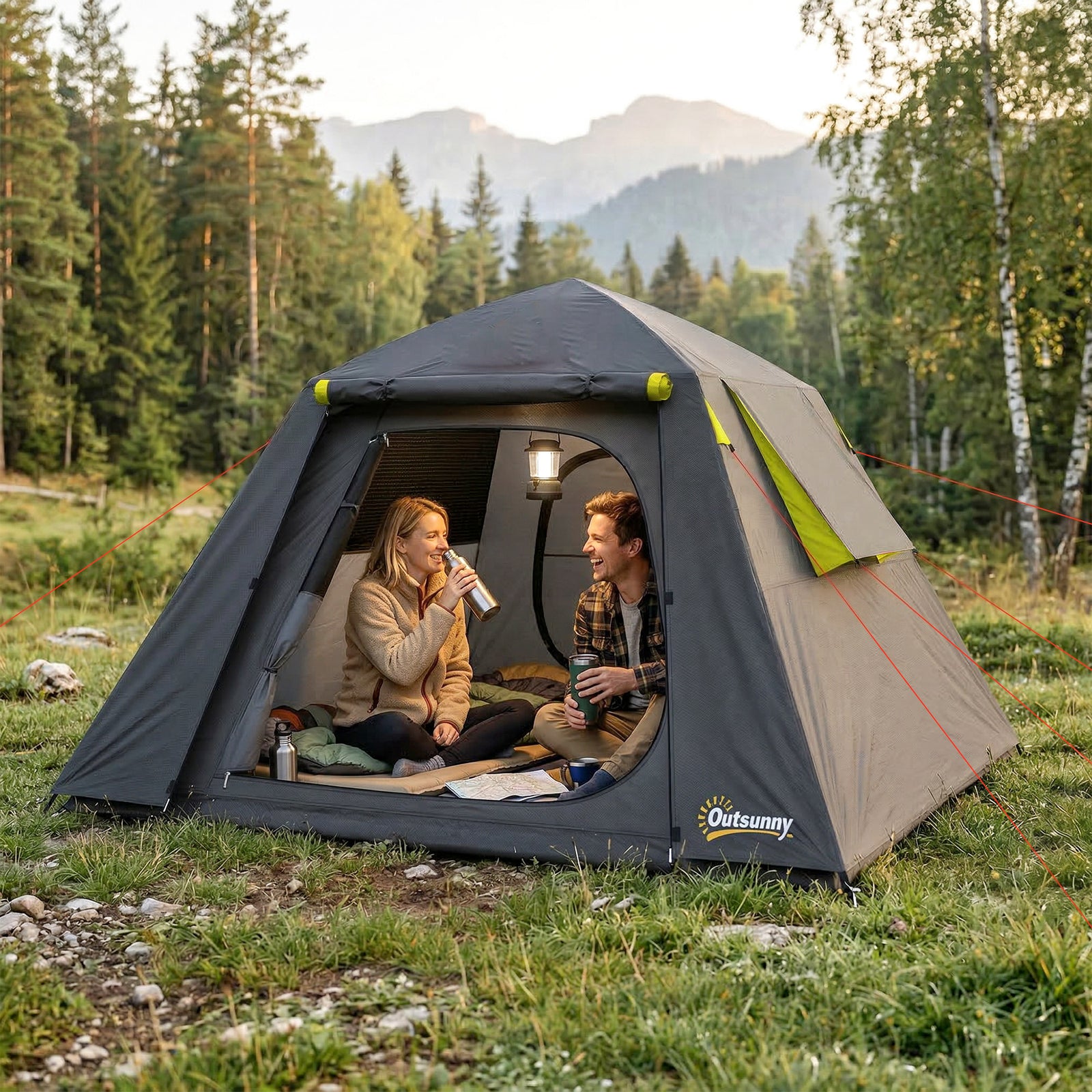 2 Man Camping Tent 3000mm Waterproof | Grey