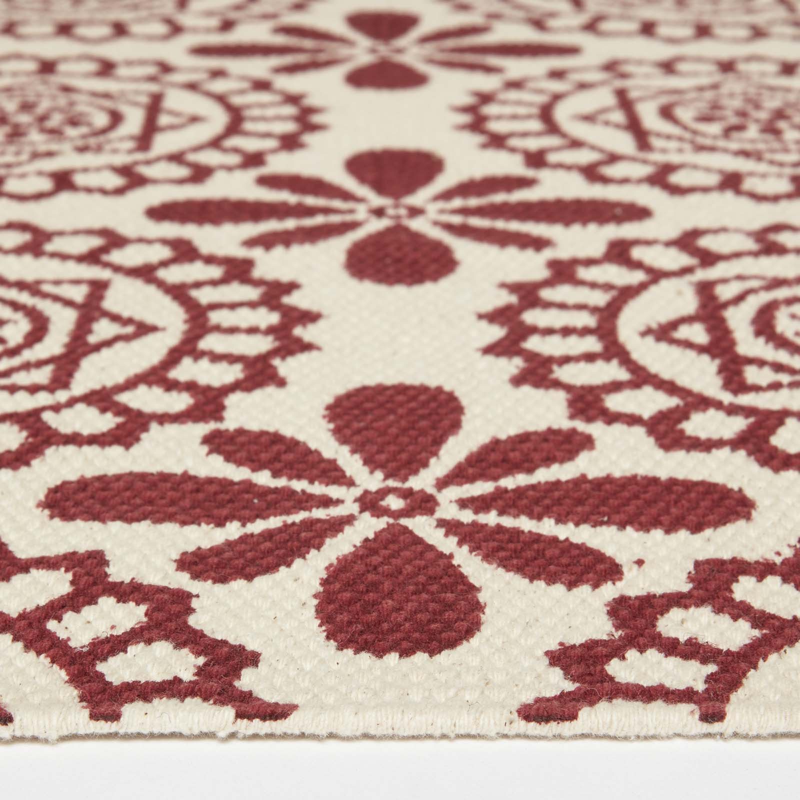 Cassia Red Cotton Geometric Rug | 200cm | Red
