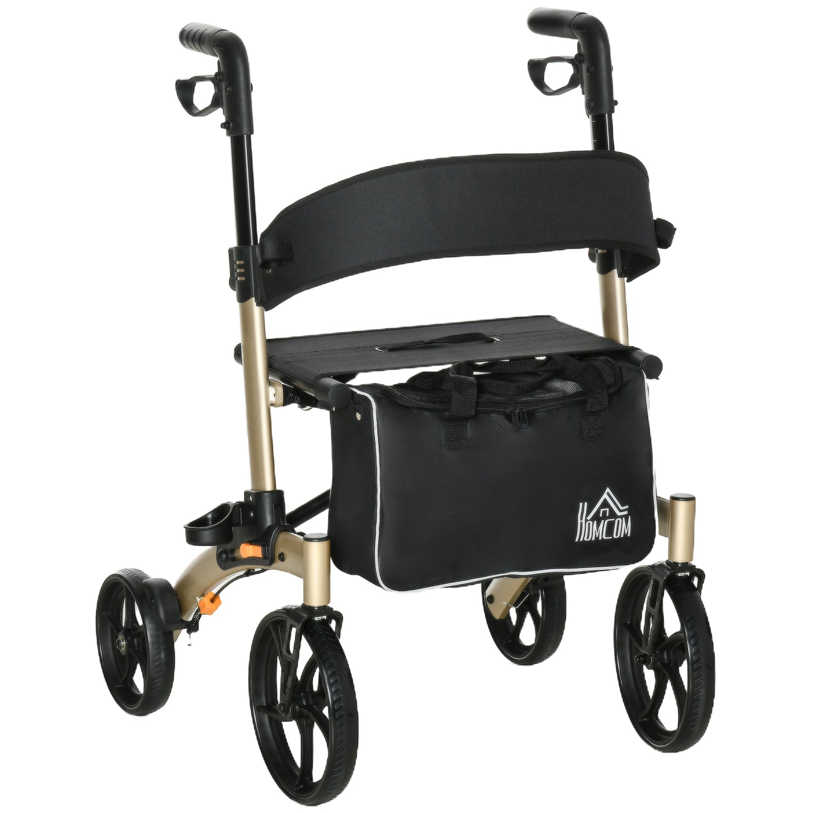 Folding Rollator 4 Wheeled Mobility Walker With Seat And Bag