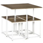 5pc Dining Table Set, Metal Frame, Square Table