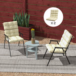 2pc Outdoor Seat Cushion With Backrest, Ties, For Garden | Beige