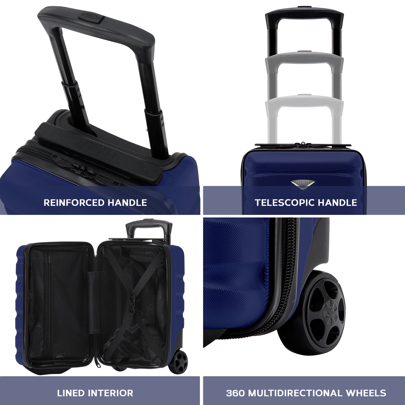 40x20x25cm Hard Case Cabin Suitcase Ryanair Free Approved Carry On | Cabin | Navy Blue