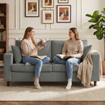 Loveseat Sofa With Wide Seat, Corduroy Upholstered | Light Grey