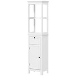 Slim Bathroom Storage Cabinet With Open Shelves And Drawer