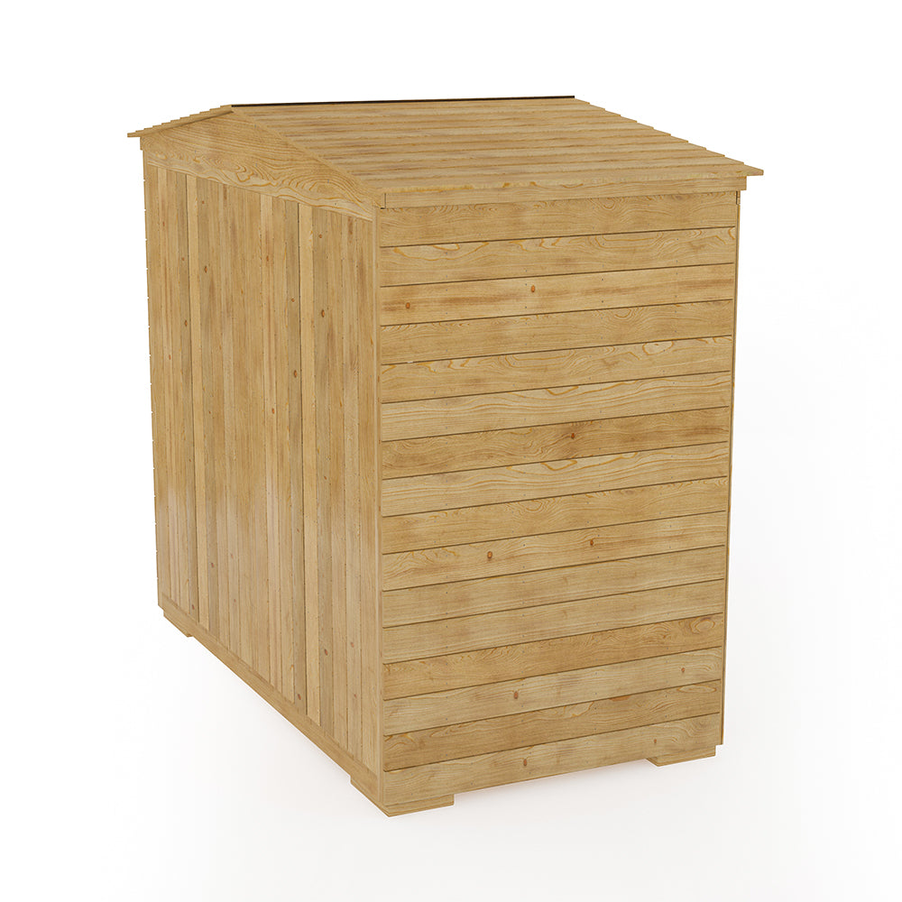 Solid Fir Wood Garden Storage Shed, Outdoor Wooden Cabinet With Double Doors & Sloped Roof, Waterproof Painted Tool Storage