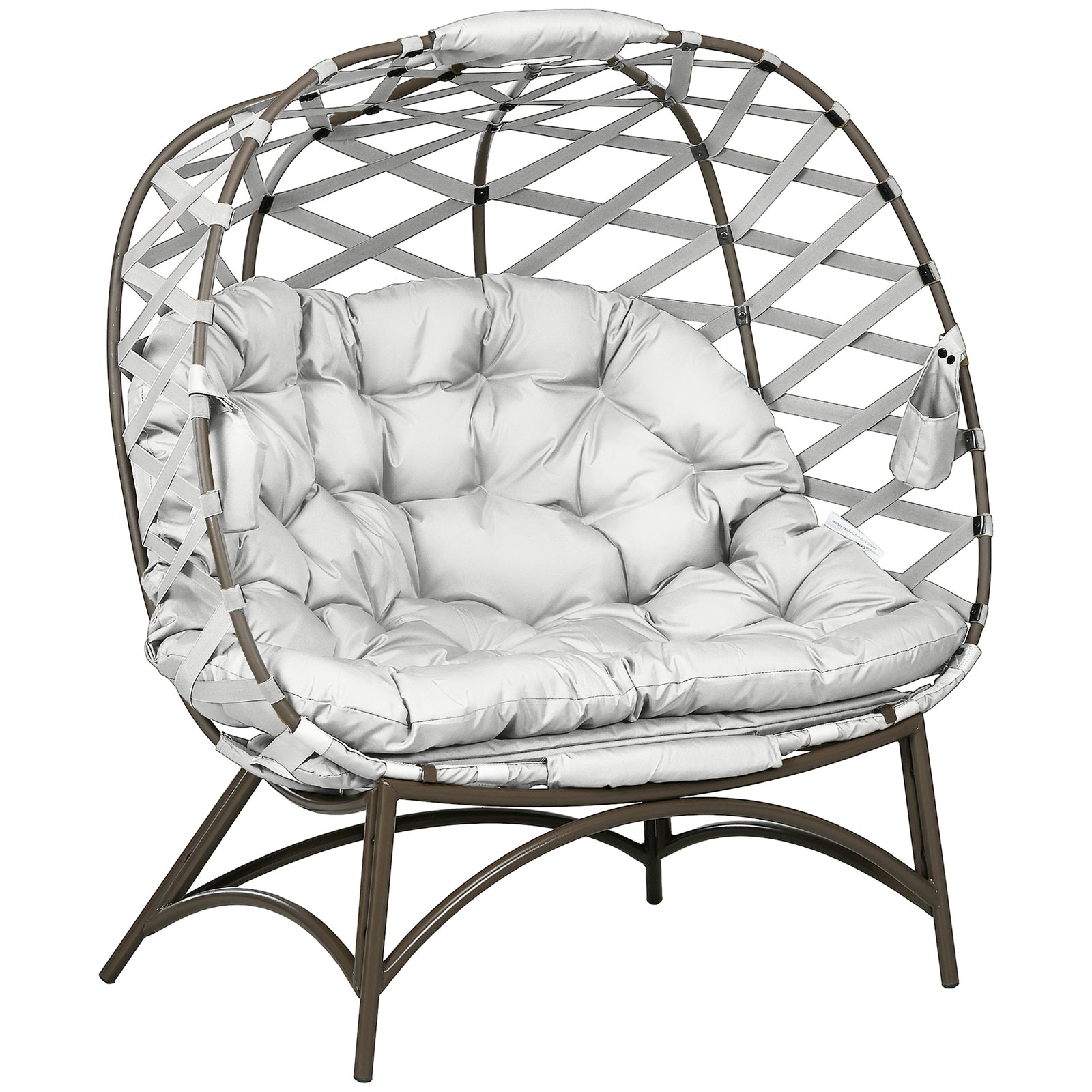 2-seater Woven Egg Chair, Light Grey
