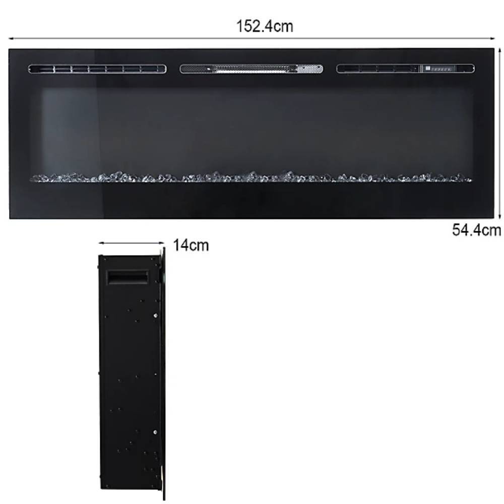 40/50/60-inch Wall Mounted & Recessed Led Electric Fireplace With 12 Flame Colors, Adjustable Brightness & Remote Control | Large