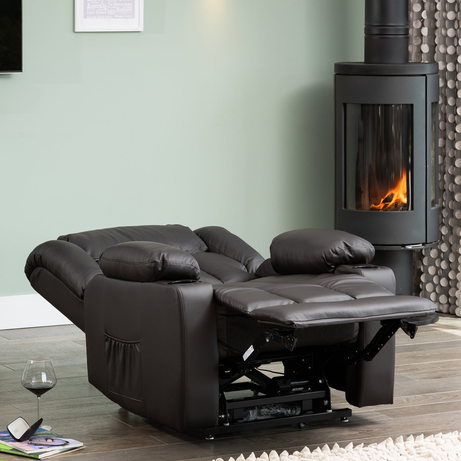 Sheridan Dual Motor Electric Riser Recliner With Massage And Heat | Brown