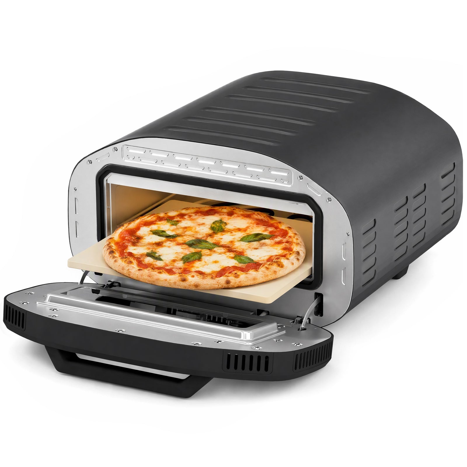 HOMCOM 12 Inch Electric Countertop Pizza Maker With 3 Knob Control, 2200w
