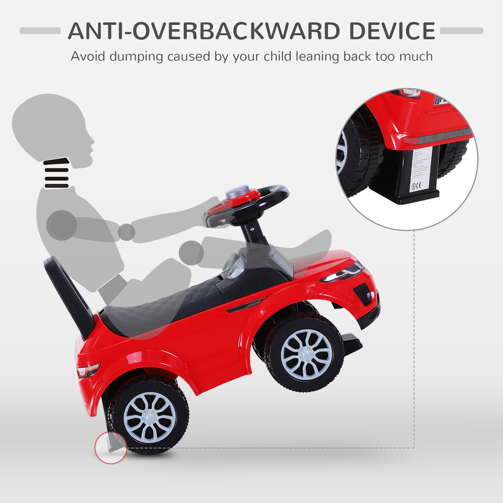 3-in-1 Ride On Car Foot To Floor Slider Toddler W/ Horn Steering | Red