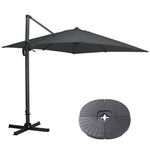 Large Square Patio Parasol With Durable Polyester Canopy, Pa Waterproof Coating, Adjustable Height, 360° Foot Pedal Rotation With Cross Base & Round Base | One Size | Dark Grey