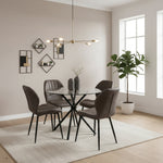 New York Dining Table With 4 Jaydn Leather Chairs | Grey