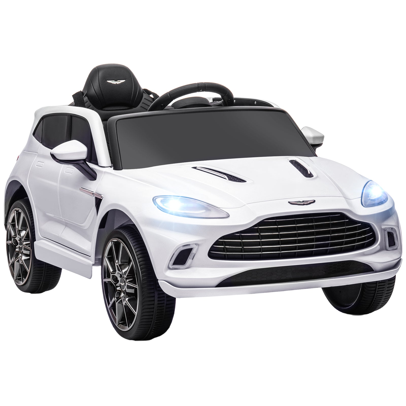 Aston Martin Dbx Licensed 12v Kids Ride On Car W/ 4 Suspension Wheels | White
