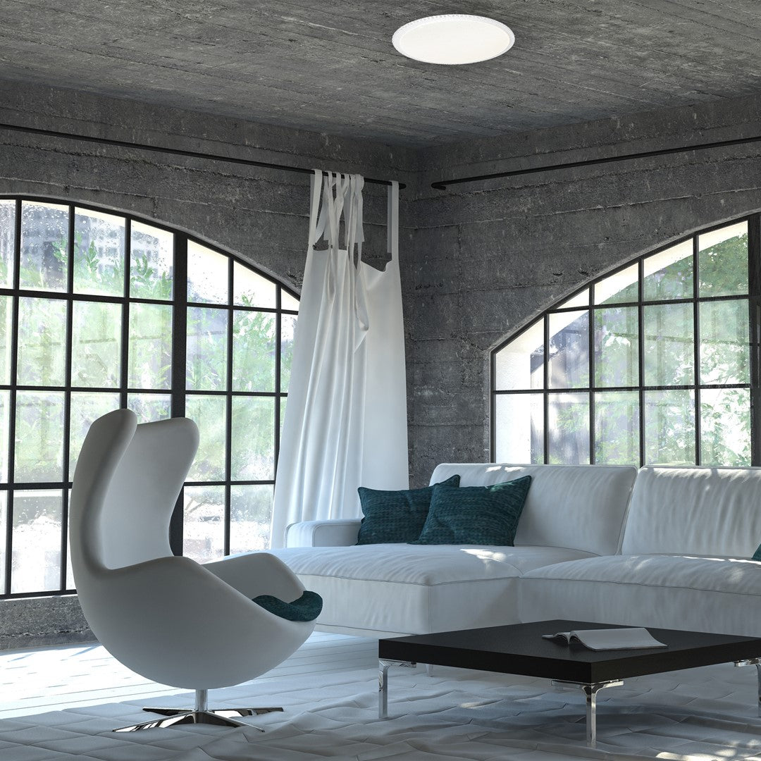 Cruz Led Modern Ceiling Light With Fully Adjustable Brightness And Colour Temperature Via Included Remote Control | 40cm | White
