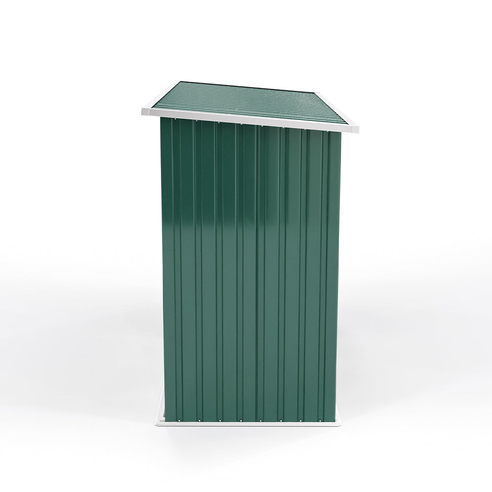 2.5m W Steel Outdoor Garden Storage Shed With Log Stacking Rack | Green