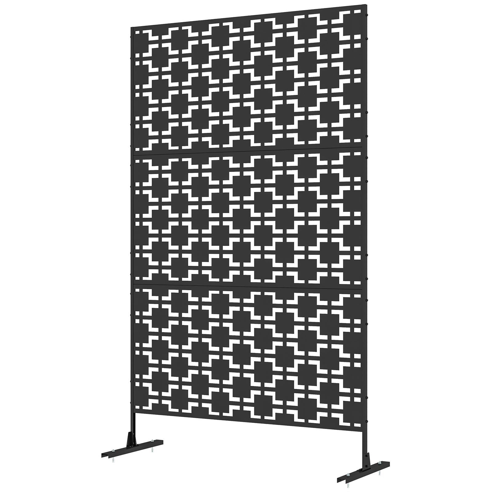 6.5ft Metal Privacy Screen W/ Stand, Grid Style