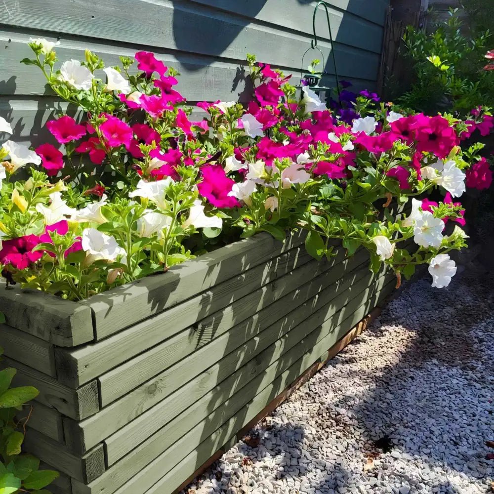 Pine Wooden Trough Planter With Feet | 180cm x 42cm x 38cm | Green