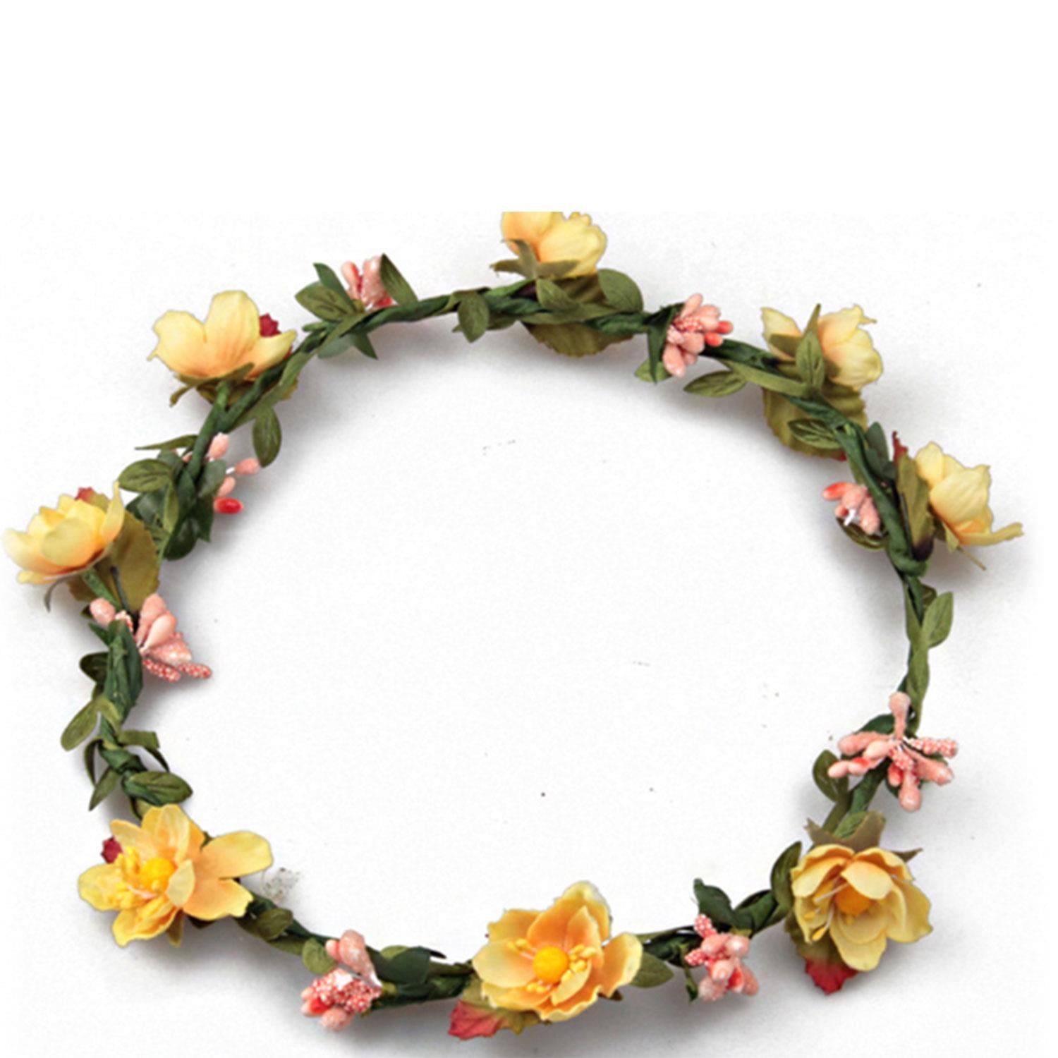 Flower Head Garland Crown Yellow Festival Wedding Summer Boho Hair Accessory Kit | Yellow