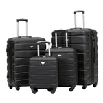 Set Of 4 Hard Suitcases Cabin & Hold Luggage - Underseat Cabin, Overhead Cabin With Medium And Large Checkin Hold Suitcases Set | Set-of-4 | Black