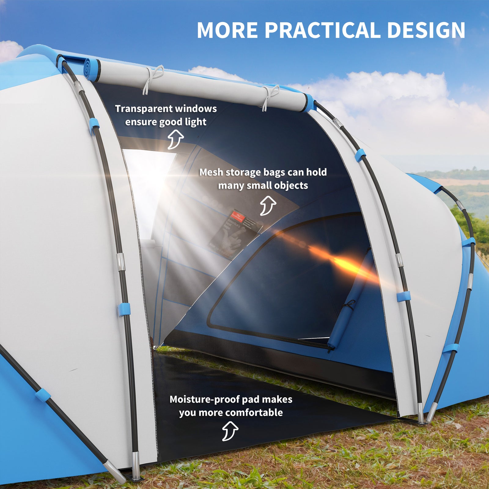 4-6 Persons Camping Tent Dome Family Travel Group Hiking | Blue