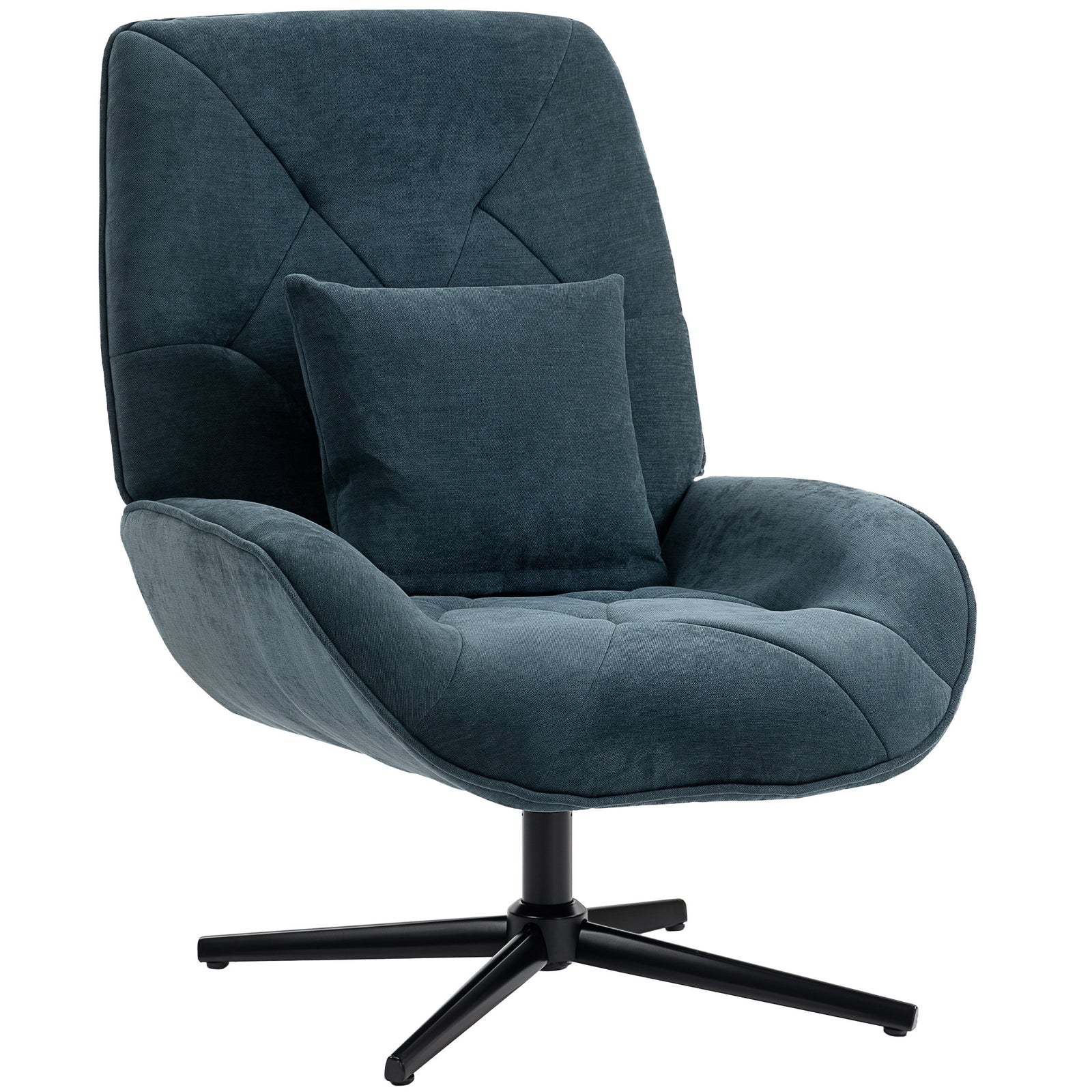 Swivel Accent Chair, Chenille Armchair With Lumbar Pillow | Dark Green
