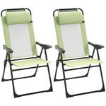 Garden Chairs Set Of 2 Folding Camping Chair Recliners | Green
