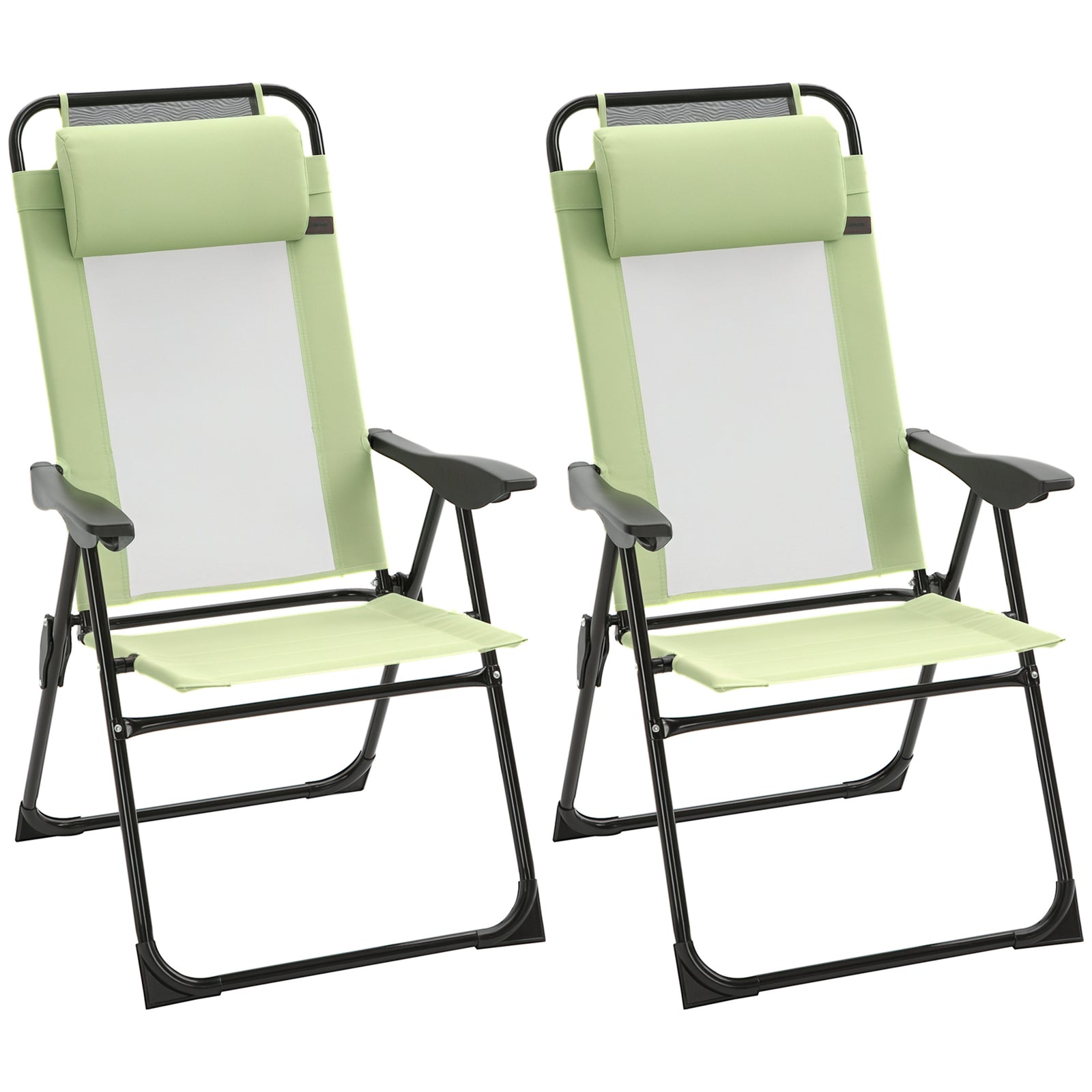 Garden Chairs Set Of 2 Folding Camping Chair Recliners | Green