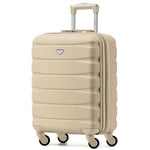55x40x20cm Lightweight Luggage Hard Shell Cabin Suitcase 60+ Airlines Approved - Carry On Case - 4 Wheels | 55 x 40 x 20cm | Champagne