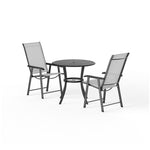 3-pieces Patio Dining Sets Metal Slatted Coffee Table With Foldable Chairs