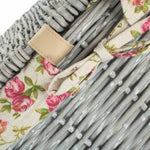 Grey Wash Square Laundry Basket With Garden Rose Lining | Large | Rose