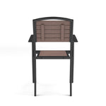 Set Of 4 Garden Dining Armchairs Brown