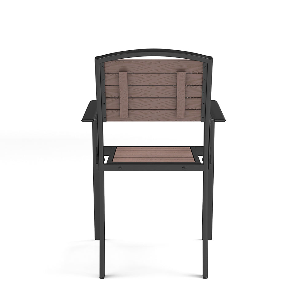 Set Of 4 Garden Dining Armchairs Brown