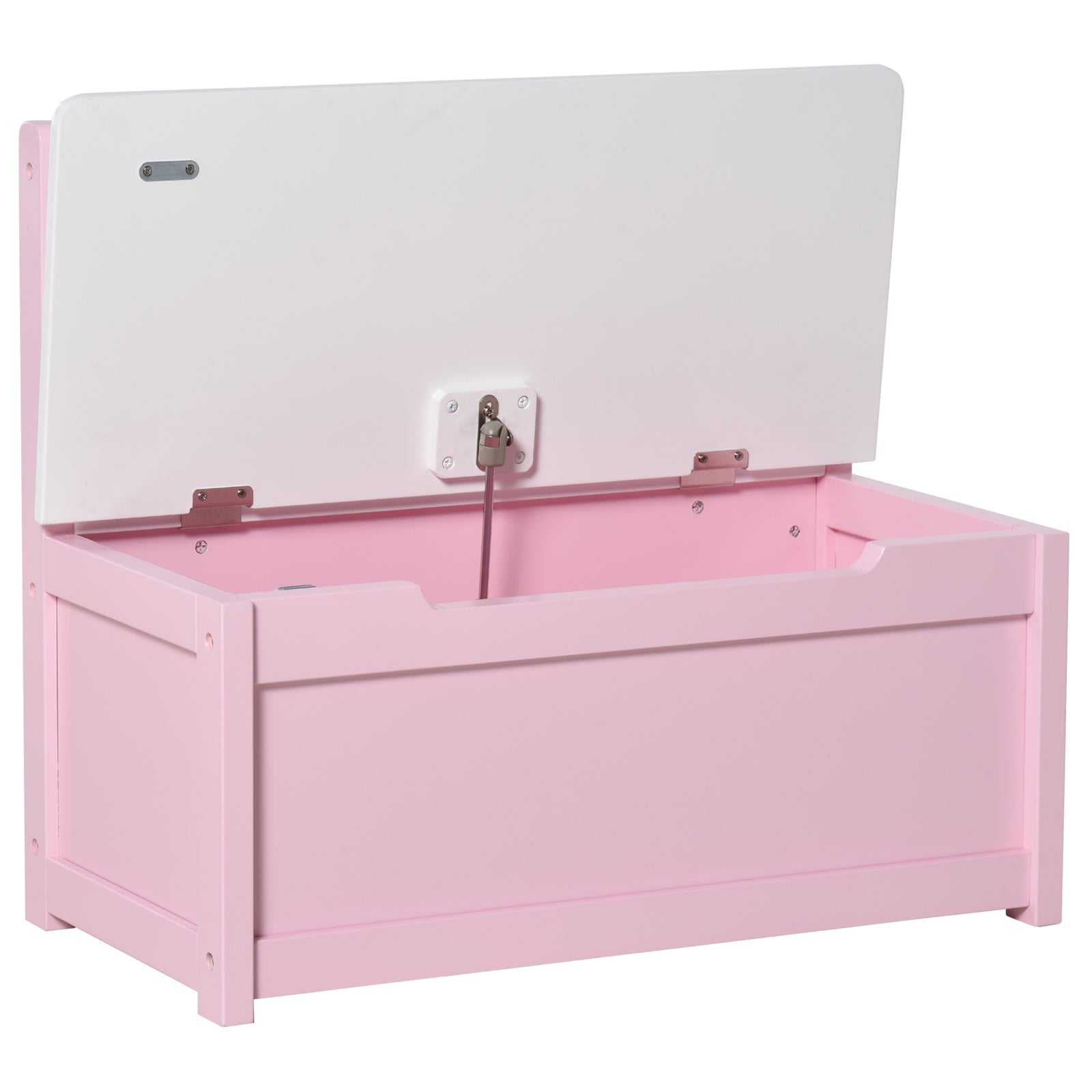 2 In 1 Wooden Toy Box, Seat Bench Storage Chest W/ Pneumatic Rod | Pink