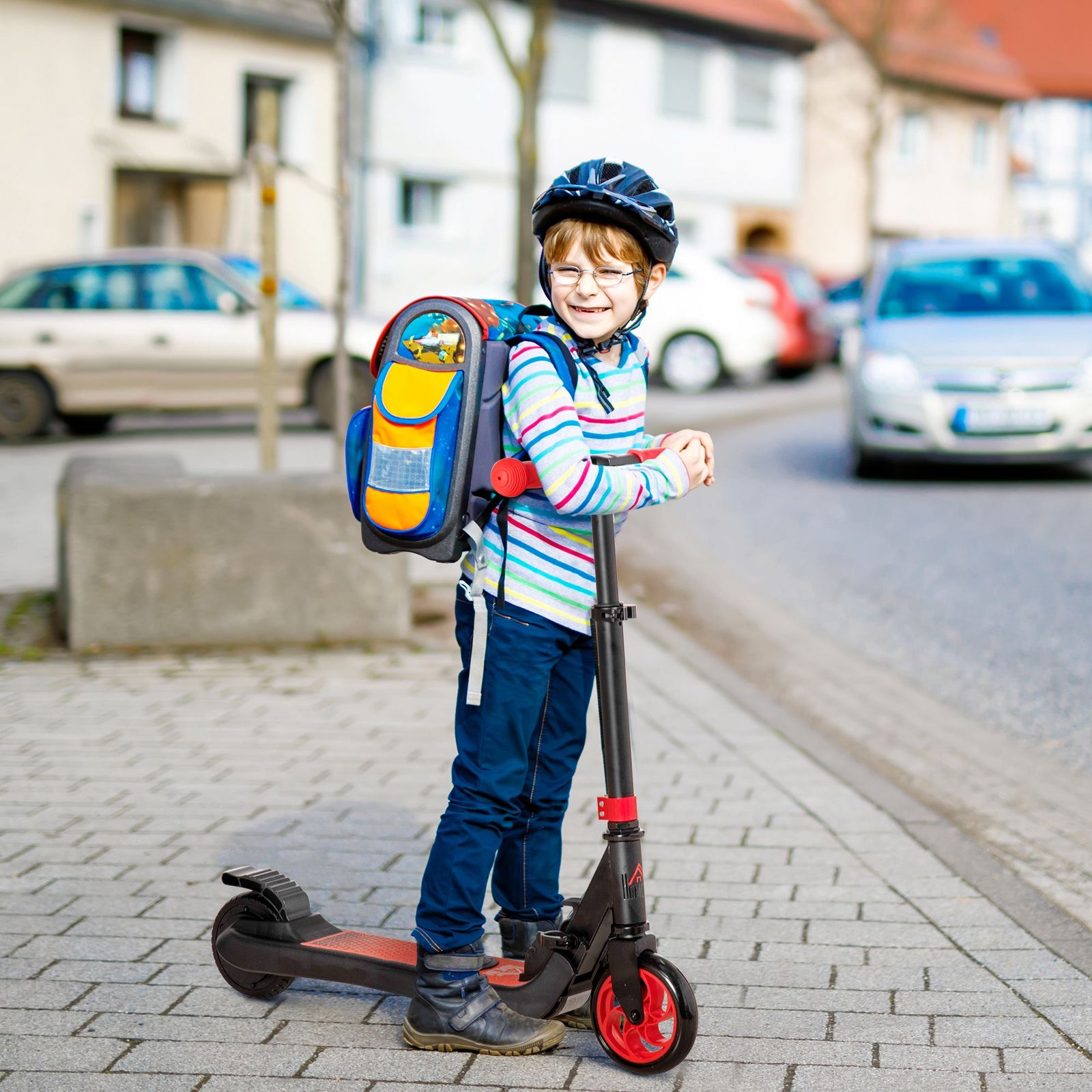 Folding Electric Scooter With Rear Wheel Brake | Red