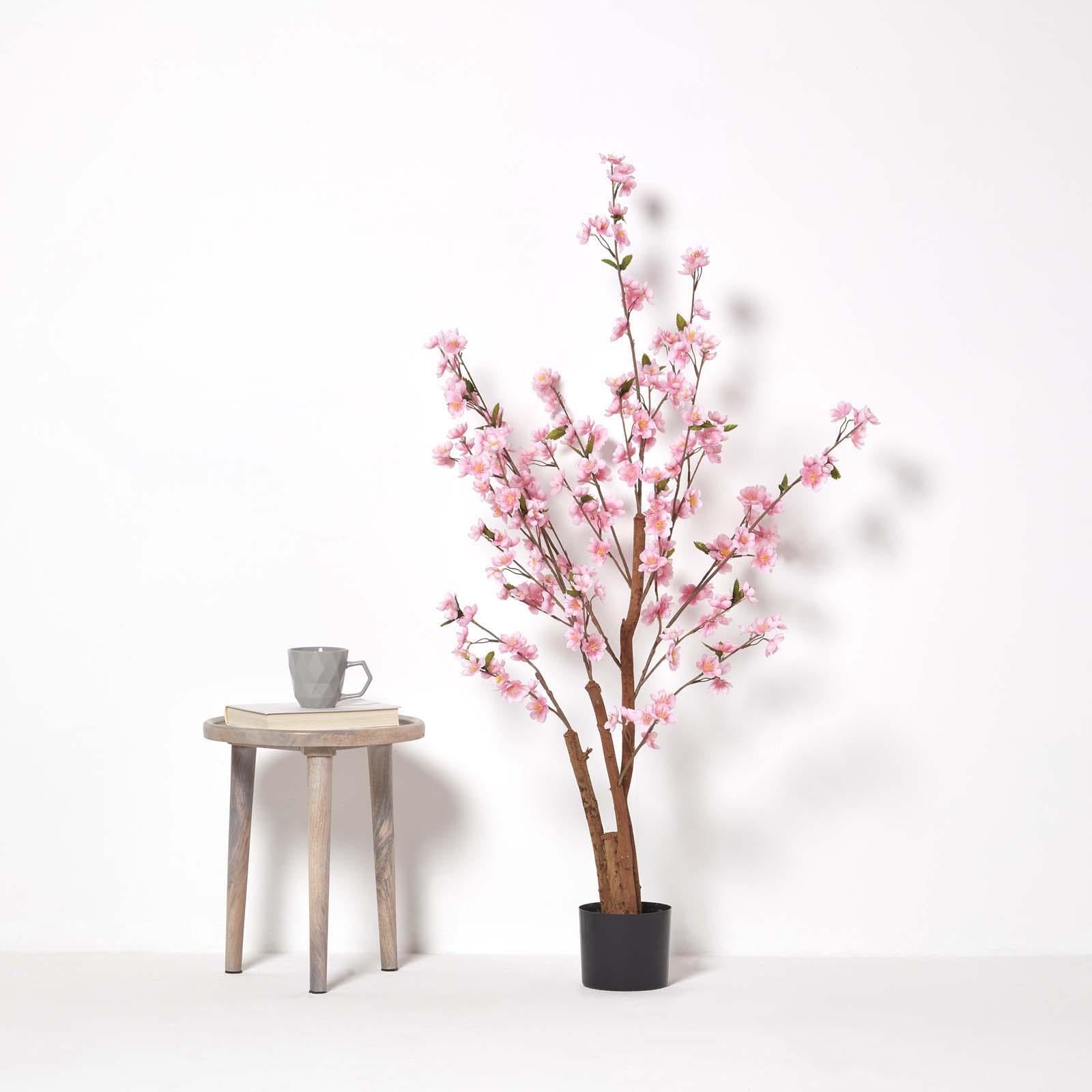 HOMESCAPES Artificial Blossom Tree With Pink Silk Flowers 130 Cm (4’2”)