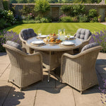 Sicilia Rattan 4 Seat Dining Set | Sandy Oak