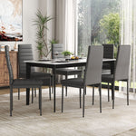 Set Of 6 Modern Faux Leather Armless High Back Dining Chairs | Set of 6 | Grey