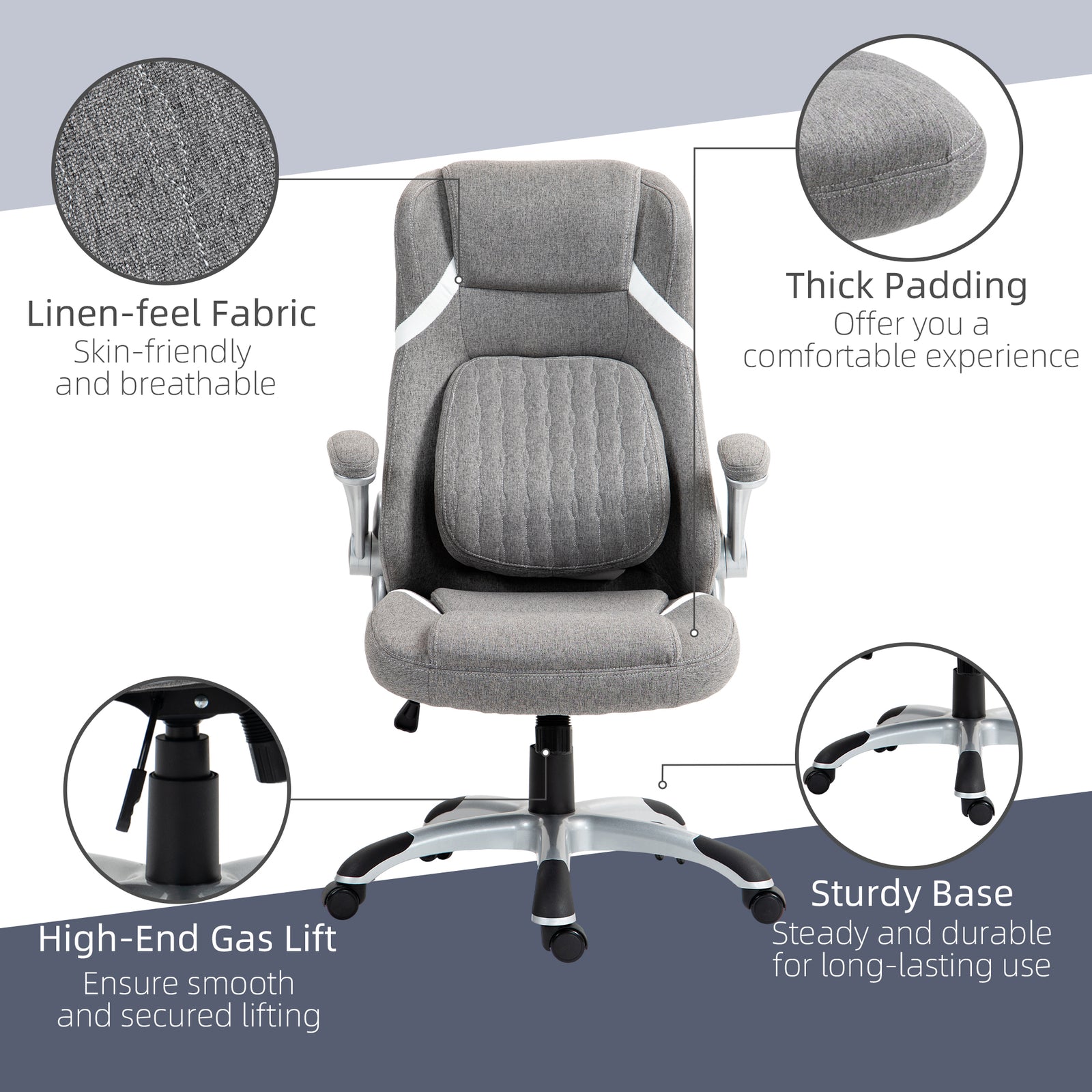 High Back Office Chair W/ Lumbar Support Grey