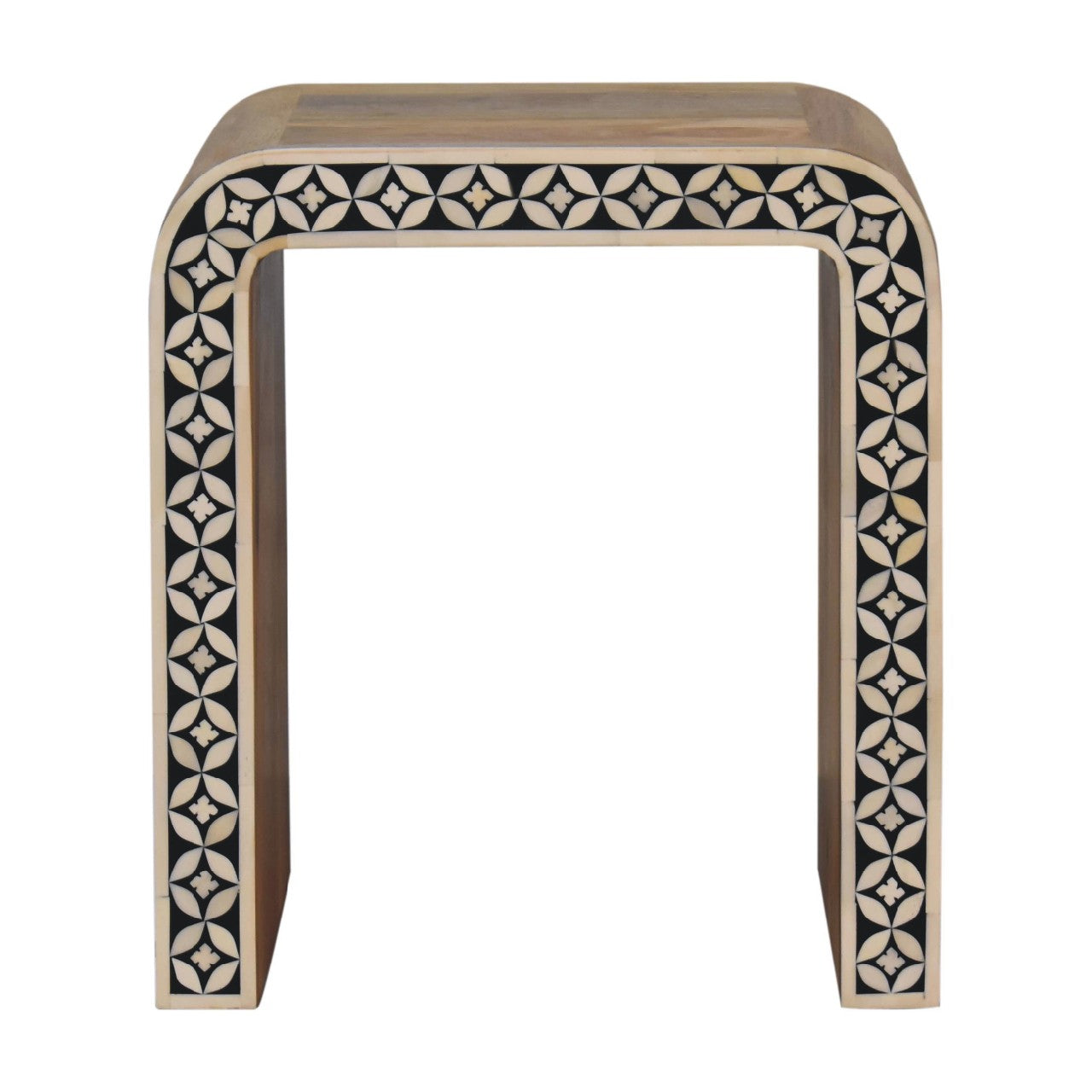 Solid Mango Wood Edessa Bone Inlay End Table