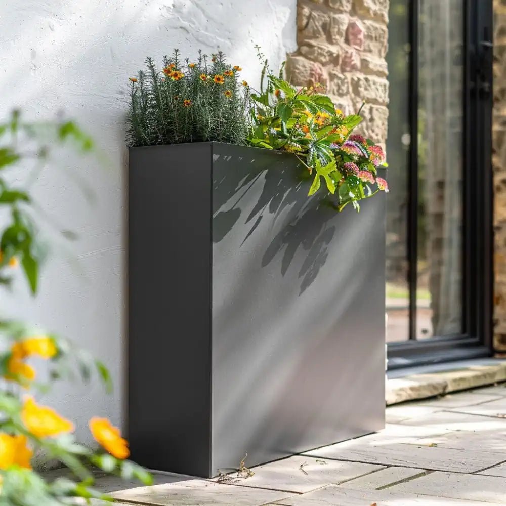 Long Zinc Galvanised Tall Trough Planter | 75cm x 25cm x 90cm | Grey