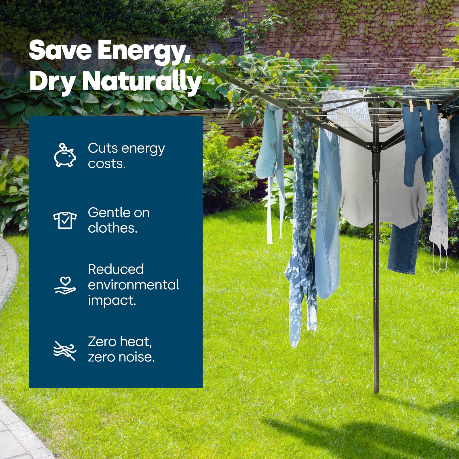 4-arm Garden Clothes Dryer With 45m Line