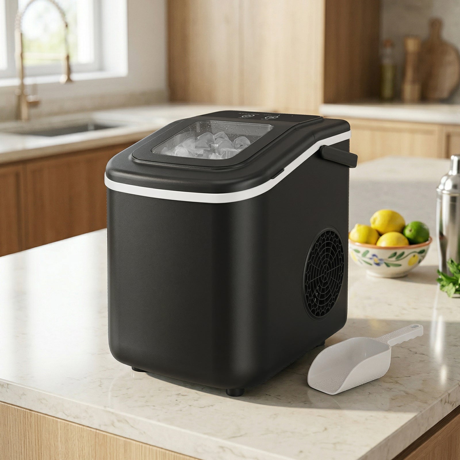 Countertop Ice Maker Machine Self-cleaning 2 Sizes Black