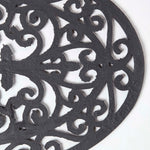 HOMESCAPES Black Wrought Iron Effect Parisian Oval Rubber Doormat